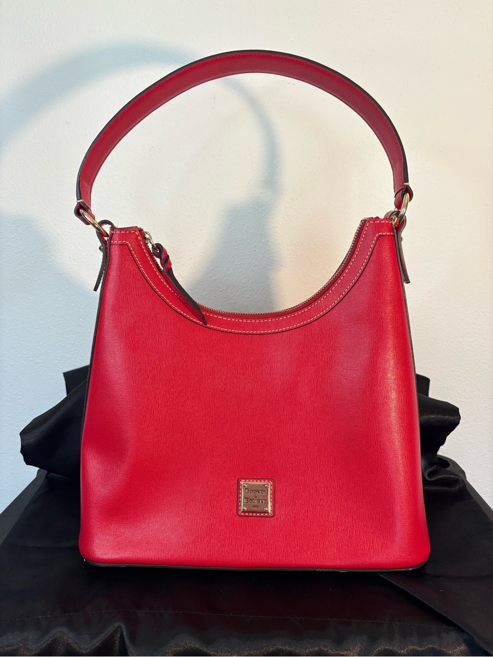Dooney & Bourke Red Leather Hobo Shoulder Bag